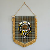 Graham of Menteith Weathered Tartan Crest Wall Hanging Banner - Wood Pole